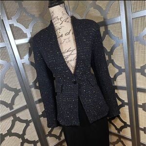 Black Blue and Yellow Tweed St. John Jacket Size 10